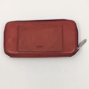 Hobo International Red Leather Zippy Accordion Zip Around Wallet